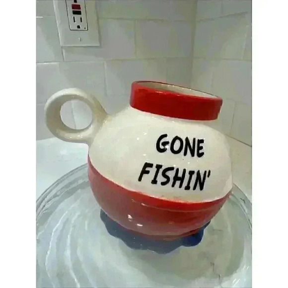 Fishing Bobber Ceramic Cup Mug Bigmouth Inc Coffee Lure Tea 20oz Gone Fishin - Picture 1 of 6
